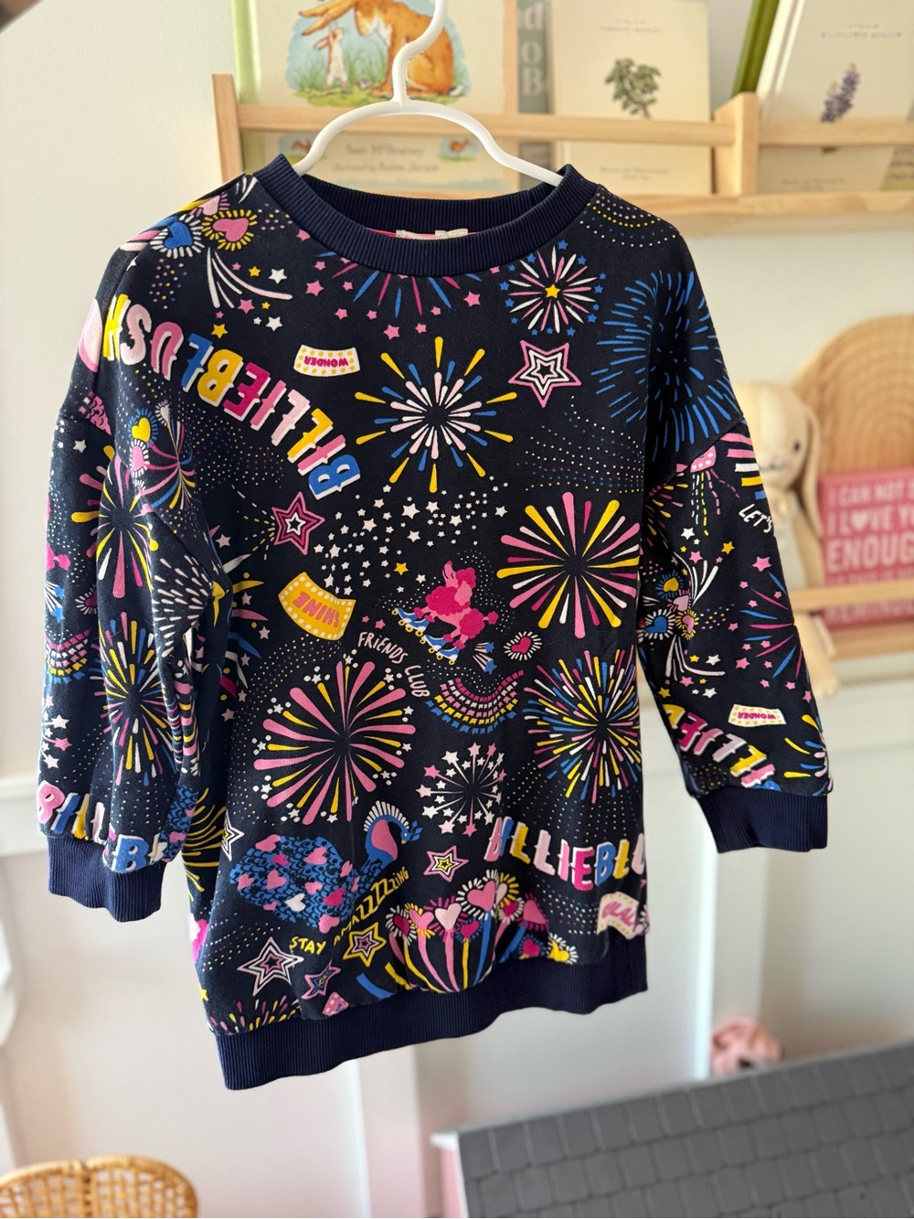 Kids' Navy Fireworks Print Sweatshirt dress -